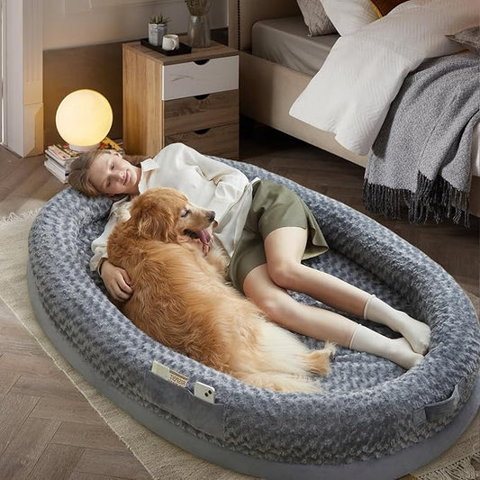 Human Dog Bed for People Adults, 71x46 inches Dog Bed for Humans Size Fits You and Pets, Washable Faux Fur Orthopedic Human Dog Bed for People, Dog Bed for Humans