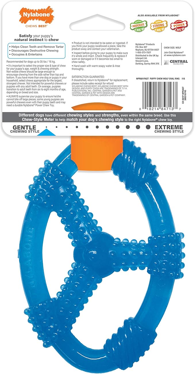 Nylabone Spin Tug & Play Puppy Chew Toy for Teething - Puppy Supplies - Peanut Butter Flavor, Medium/Wolf (1 Count)