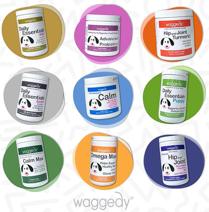 waggedy Advanced Probiotics Gut & Digestion Food Topper — Digestive Enzymes w/Papaya — Probiotic Powder — Cat & Dog Supplement Powder — Products for Dogs & Cats Over 6 Weeks (114g)