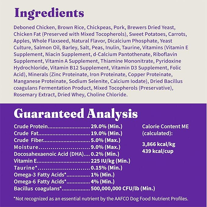 Halo Purely for Pets Holistic Dog Food, Complete Digestive Health Cage-Free Chicken and Brown Rice Recipe, Dry Dog Food Bag, Puppy Formula, 3.5-lb Bag