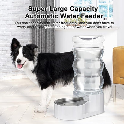 RIZZARI Automatic 9L Pet Waterer, Gravity Dog Water Bowl Dispenser, Stainless Steel Cat Water Dispenser, Large Capacity Water Feeder for Medium and Large-Sized Cats and Dogs (9L,without Filter)
