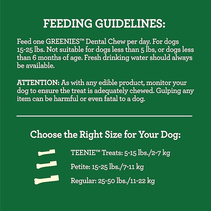 Greenies Puppy 6+ Months Petite Natural Dental Care Dog Treats, 12 oz. Pack (20 Treats)