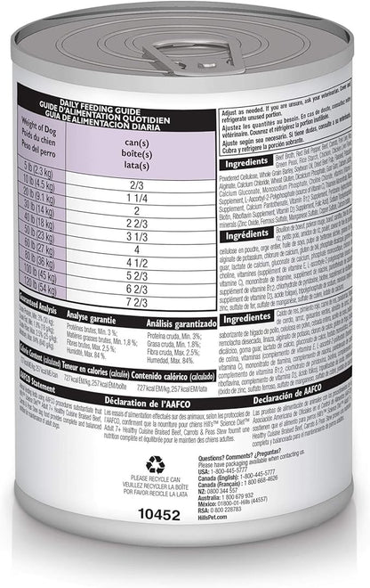 Hill's Science Diet Healthy Cuisine, Senior Adult 7+, Senior Premium Nutrition, Wet Dog Food, Braised Beef, Carrots & Peas Stew, 12.5 oz Can, Case of 12