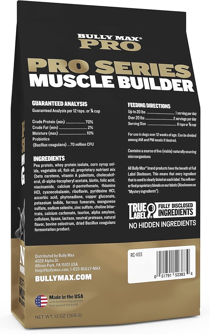 Bully Max Protein Powder for Dogs | Supports Muscle Building & Muscle Gain | #1-Rated Performance Brand Since 2009 | for Dogs of all Ages | 368 Grams