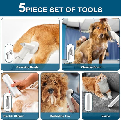 Dog Grooming Kit for Pet Include 4 Hair Clipper Combs 2.5L Vacuum Cleaner and 5 Pet Grooming Tools for Shedding, Low Noise for Home Cleanning