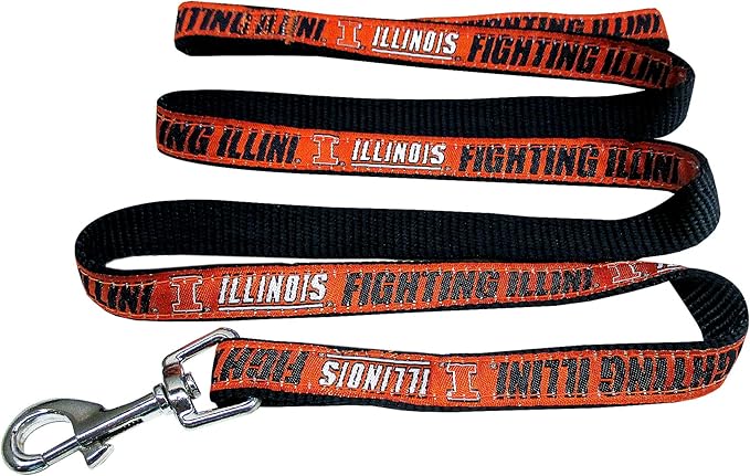 Pets First Collegiate Pet Accessories, Dog Leash, Illinois Fighting Illini, Medium