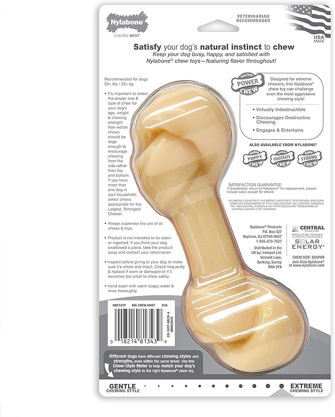 Nylabone Power Chew Mega Knot Bone Big Dog Chew Toy Mega Knot Chicken XX-Large/Monster (1 Count)