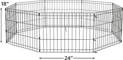 New World Pet Products 18' Foldable Black Metal Dog Exercise Pen No Door