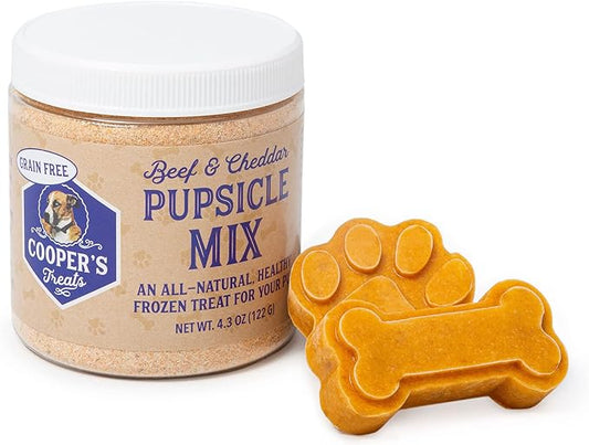Cooper's Treats Pupsicle Mix - Jar of Frozen Dog Treat Mix (Grain Free Beef and Cheddar)