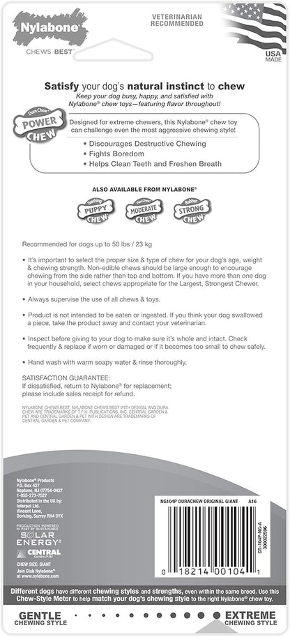 Nylabone Power Chew Classic Bone Chew Toy for Dogs, Durable Dog Toys for Aggressive Chewers, Original Flavor, Large/Giant - Up to 50 lbs. (1 Count)