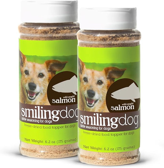 Herbsmith Kibble Seasoning – Freeze Dried Raw Salmon – DIY Raw Coated Kibble Mixer - Dog Food Topper for Picky Eaters, 6.2 oz [Bundle x2]
