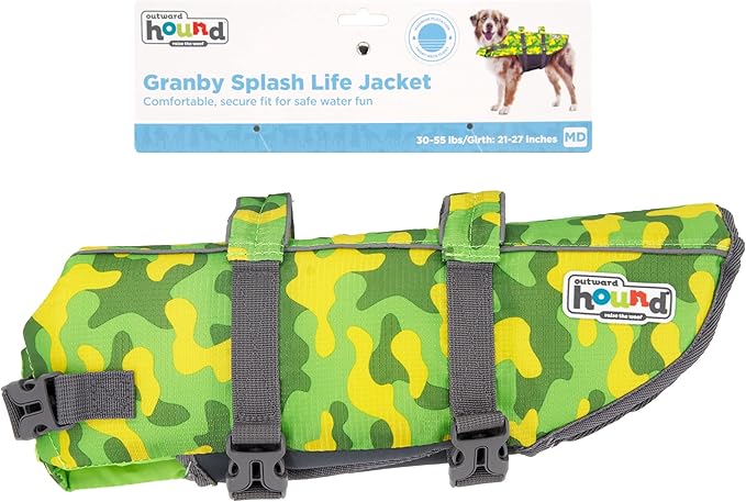 Outward Hound Granby Splash Camo Dog Life Jacket, Medium