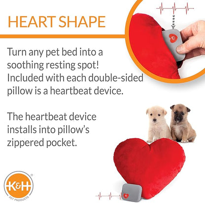 K&H Pet Products Mother's Heartbeat Calming Dog Toy Heart Pillow Red Medium Breed Heartbeat 8 Inch