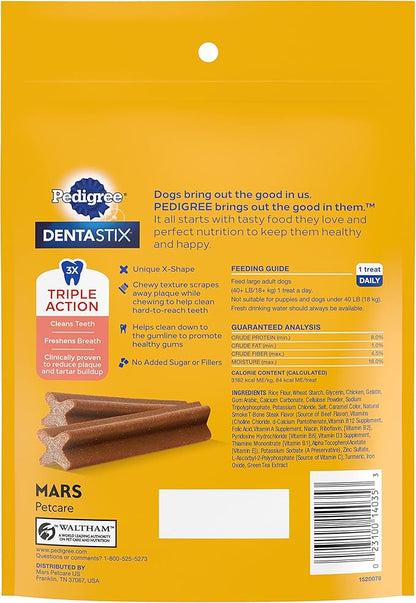 PEDIGREE DENTASTIX Large Dog Dental Treats Beef Flavor Dental Bones, 7 Count (Pack of 7)