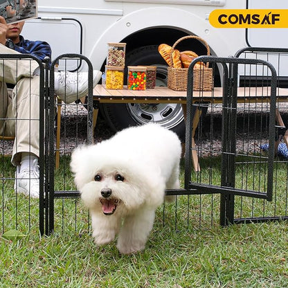 ComSaf Dog Playpen Indoor, 24" Height 16 Panels Metal Dog Fence,Playpen for Medium/Small Dogs, Portable Pet Puppy Playpen for Indoor