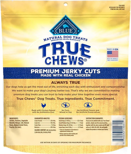 Blue Buffalo True Chews Premium Jerky Cuts Dog Treats, Made in the USA with Natural Ingredients, Chicken, 22-oz. Bag