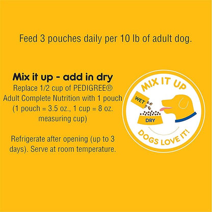PEDIGREE CHOPPED GROUND DINNER Adult Soft Wet Dog Food 8-Count Variety Pack, 3.5 oz Pouches (Pack of 2)