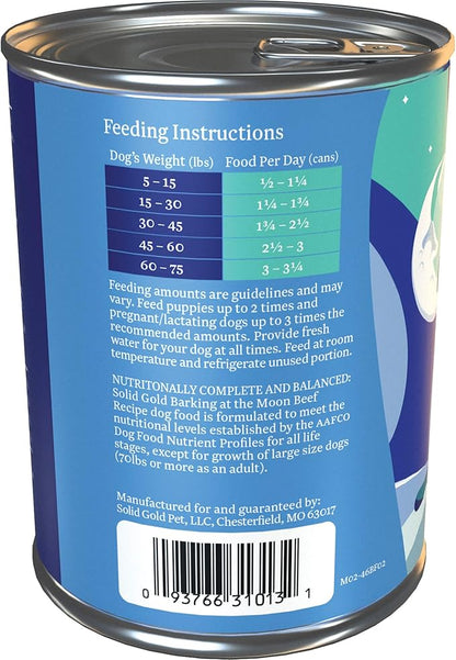 Solid Gold High Protein Wet Dog Food - Barking at The Moon Grain Free with Real Beef - 6Ct/13.2Oz Can…