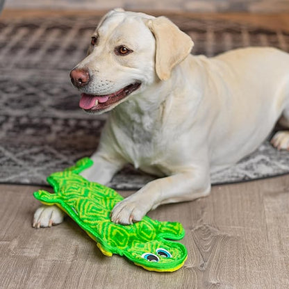Outward Hound Durablez Tough Plush Squeaky Dog Toy, Gecko, Green, Large