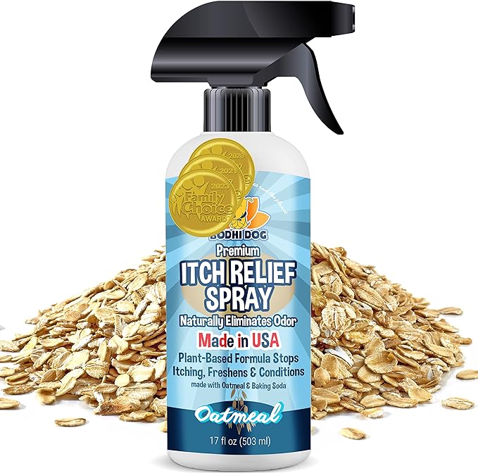 Bodhi Dog Anti Itch Spray | 100% Natural Soothing Relief for Dry, Itchy, Bitten or Allergy Damaged Skin Treatment | Anti Itch Spray for Dogs & Cats | Made in USA (Oatmeal, 17 oz)