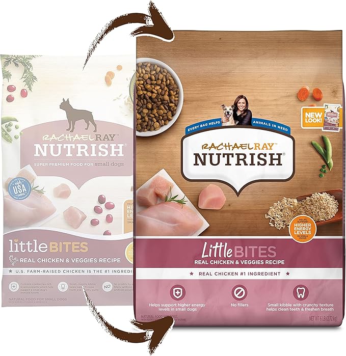 Nutrish Rachael Ray Little Bites Dry Dog Food, Chicken & Veggies Recipe for Small Breeds, 6 Pounds