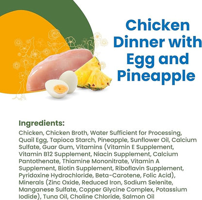 Almo Nature HQS Complete Chicken Dinner with Pineapple & Egg In Gravy, Grain Free, Adult Dog Canned Wet Food, Shredded.