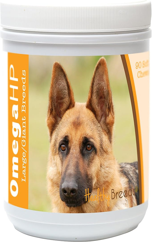 Healthy Breeds German Shepherd Omega HP Fatty Acid Skin and Coat Support Soft Chews 90 Count