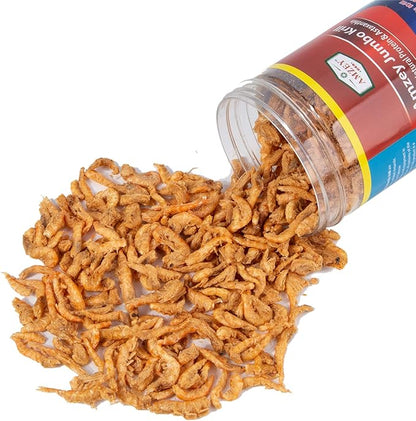 Amzey Freeze Jumbo Krill 2 oz(57 Grams) Jar, Dired Jumbo Shrimp Provide Essential Omega-3, Vitamin Enhancement. Super Food for Pets, Cat Food, Dog Food, Fresh and Salt Water Fish