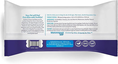 Vetnique Labs Furbliss Hygienic Pet Wipes for Dogs & Cats, Cleansing Grooming & Deodorizing Hypoallergenic Thick Wipes with All Natural Deoplex Deodorizer (Refreshing, 600ct)