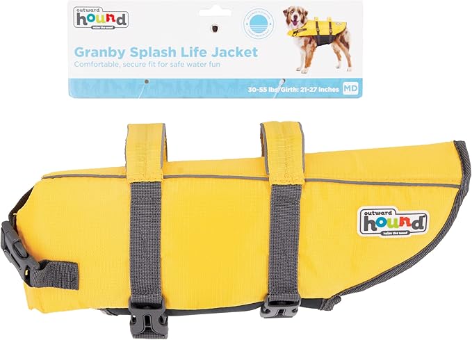 Outward Hound Granby Splash Yellow Dog Life Jacket, Medium