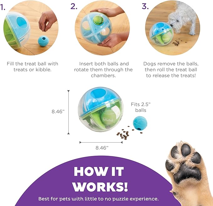 Outward Hound Nina Ottosson A-Maze Ball Dog Puzzle Interactive Treat Ball Dog Enrichment Dog Toy, Level 2 Intermediate, Green
