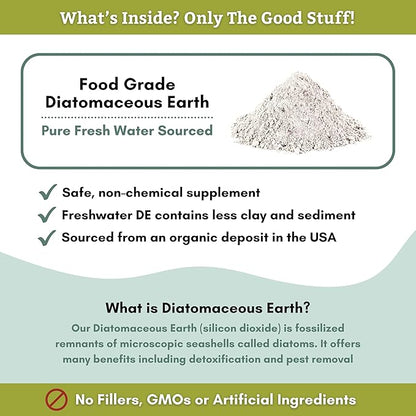 Wholistic Pet Organics DE for Dogs Organic Food Grade for Dogs - 13 Oz - Safe Non-Chemical Freshwater Silica Improves Overall Health