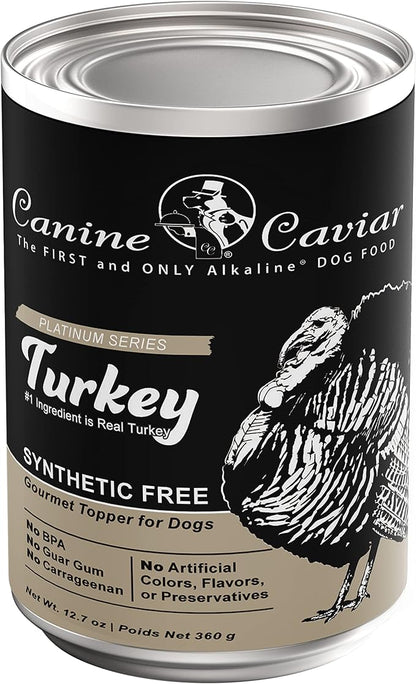 Canine Caviar Wet Dog Food - Turkey Flavored Canned Dog Food 12 Pack (12 oz), Grain and Synthetic Free Gourmet Topper, Wet Dog Food for Small Dogs, Medium Dogs, and Large Dogs
