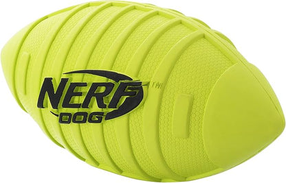 Nerf Dog Rubber Football Dog Toy with Squeaker, Lightweight, Durable and Water Resistant, 7 Inch Diameter for Medium/Large Breeds, Single Unit, Green, Model:6997