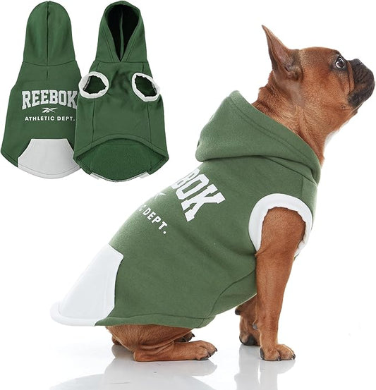 Reebok Dog Hoodie – Fleece Dog Sweater with Leash Hole, Cold Winter Dog Sweatshirt for Small Medium and Large Dogs, Premium Dog Fall Sweater Pullover Hoodie, Cozy Warm Perfect Dog Christmas Outfit