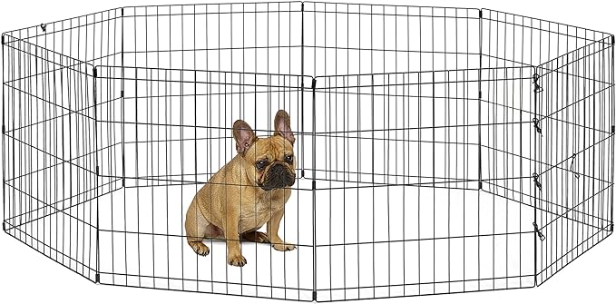 New World Pet Products 24" Foldable Black Metal Dog Exercise Pen No Door