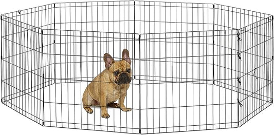 New World Pet Products 24" Foldable Black Metal Dog Exercise Pen No Door