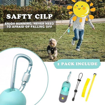 Dog Poop Bag Dispenser with Flashlight|Dog Poop Bag Holder with Leash Clip|Hands-Free Leash Poop Bag Holder with Straps and 1 Roll Dog Waste Bags (Crystal Blue)