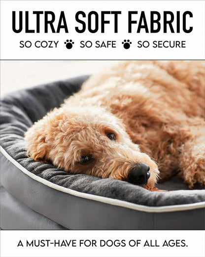 Orthopedic Dog Bed for Small Dogs, Dog Couch Design with Egg Foam Support, Removable, Machine Washable Plush Cover and Non-Slip Bottom with Four Sided Bolster Cushion (Gray)