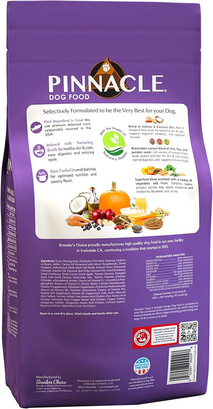 pinnacle pet Trout & Pumpkin Dry Dog Food 4 lb, Infused with Broth