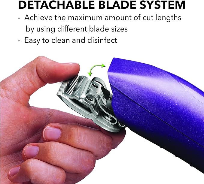 Andis 24820 EasyClip Professional-Animal 7-Piece Detachable Ceramic Blade Clipper Kit, Frustration Free Packaging, Corded Electric, Purple