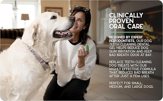Dog Teeth Cleaning Gel - Helps Reduce Plaque & Bad Breath - Periodontist Formulated - Toothpaste Alternative - Prevent Tartar - includes Finger Cot (Mint - 2 Month Supply)