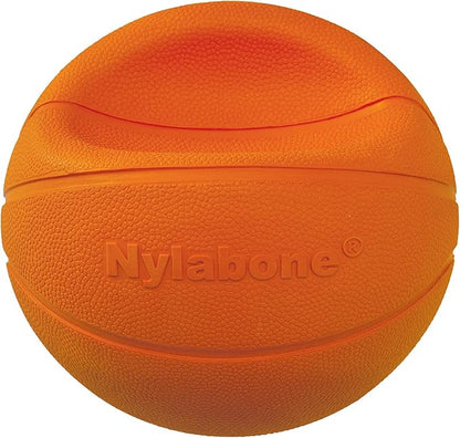Nylabone Power Play Basketball B-Ball Gripz Fetch Toy, Squeaky Ball Chew Toy for Dogs, Medium (1 Count)