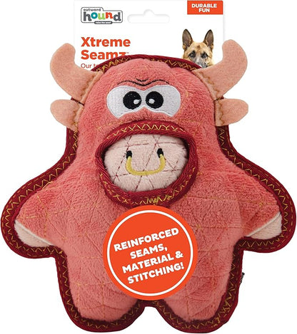 Outward Hound Xtreme Seamz Bull Squeaky Plush Dog Toy - Reinforced Dense Stuffing Plush Toy