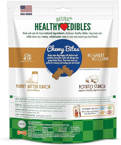 Nylabone Healthy Edibles Chewy Bites Dog Training Treats Peanut Butter, 12 Ounce (1 Count)