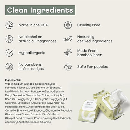 Renewing Aloe and Bamboo Dog Wipes by Floof - Cleansing, Moisturizing, Hypoallergenic Wipes for Paws, Face, Body | Natural Fragrance | Safe for All Breeds | Vet Dermatologist Formulated | 30 Wipes (1)