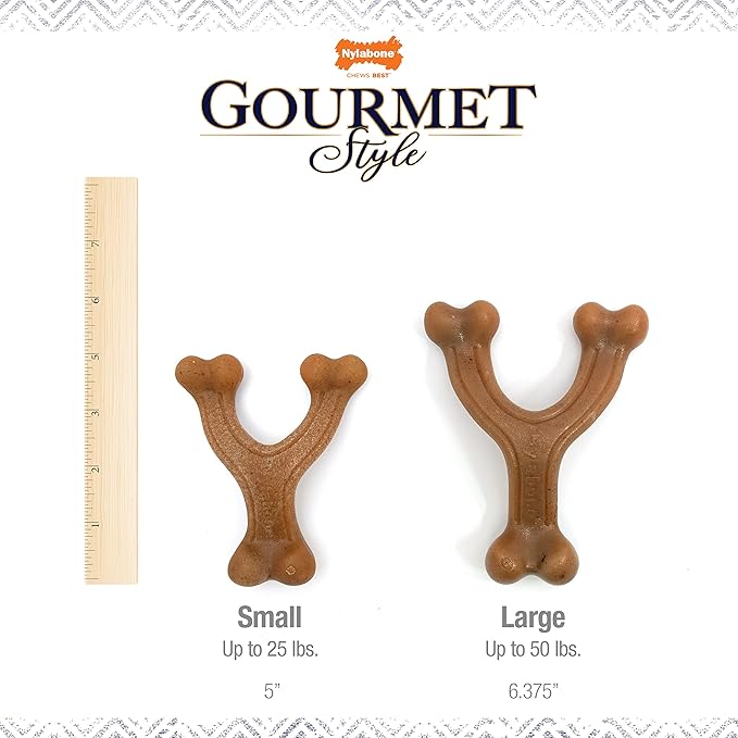 Nylabone Gourmet Style Strong Chew Wishbone Dog Chew Toy, Bacon Flavor, Large/Giant (1 Count)
