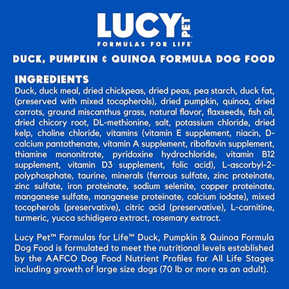 Lucy Pet Products Duck Pumpkin & Quinoa Small Bites Dog Food 4.5lb