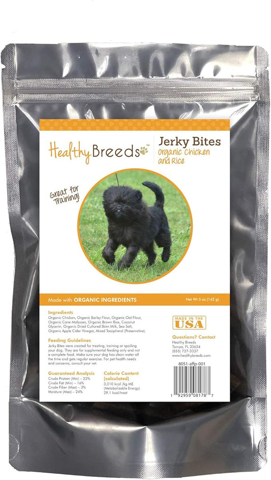 Healthy Breeds Affenpinscher Jerky Bites Chicken & Rice Recipe Dog Treats 5 oz