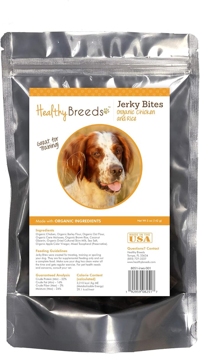 Healthy Breeds Irish Red and White Setter Jerky Bites Chicken & Rice Recipe Dog Treats 5 oz